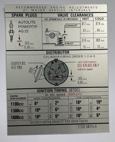 Mk1 Escort 1100 Technical Information Decal